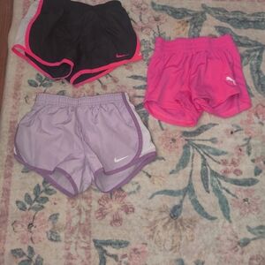 Nike Shorts Trio - Fuchsia, Black, and Light Purple